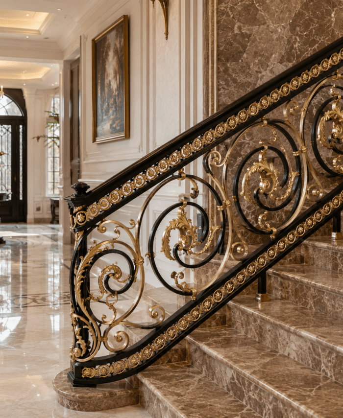Premium Ornamental Wrought Iron Staircase Railing