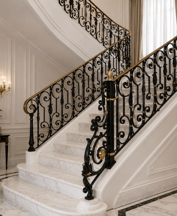 Premium Scroll Wrought Iron Staircase Railing