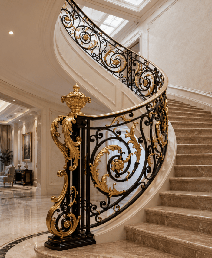 Royal Ornamental Wrought Iron Staircase Railing